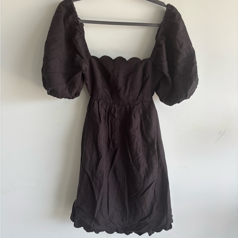 o.p.t. NWT Rivera Black Scalloped Mini Dress Size XS - Picture 2 of 8